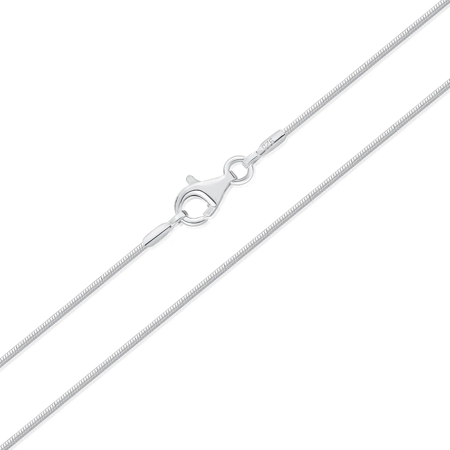 Sterling Silver Chain for Women and Men - Snake Necklace - Silver Rope Chain Necklace for Women - Cadena de Plata 925 para Mujer - Rope Chains - Width 1/1.5/2 mm - Length 16" 18" 20" 22" 24"