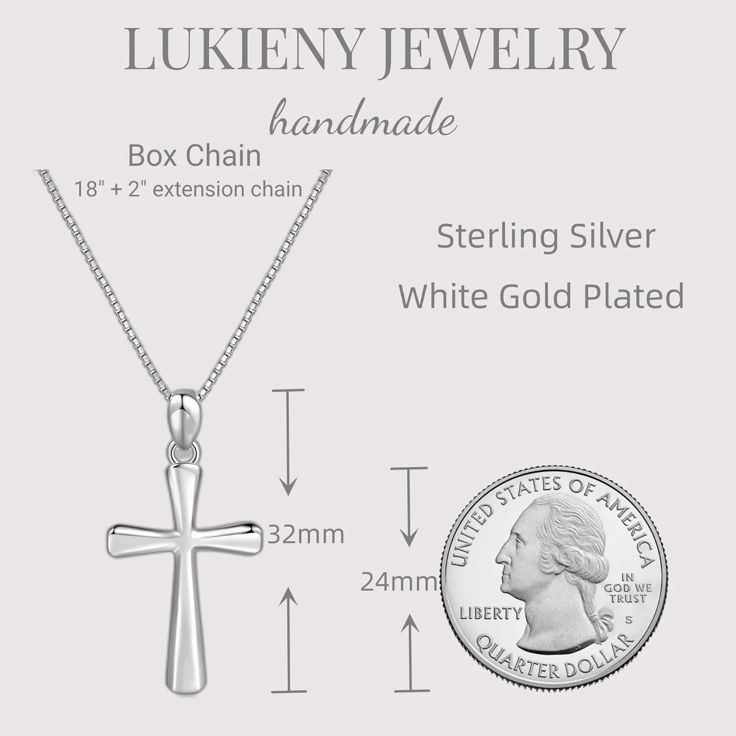 Sterling Silver Cross Necklace for Women 925 Sterling Silver Simple Classic Cross Pendant Necklace Handmade Crosses Religious Jewelry (Sterling Silver Flared Cross Pendant Necklace)
