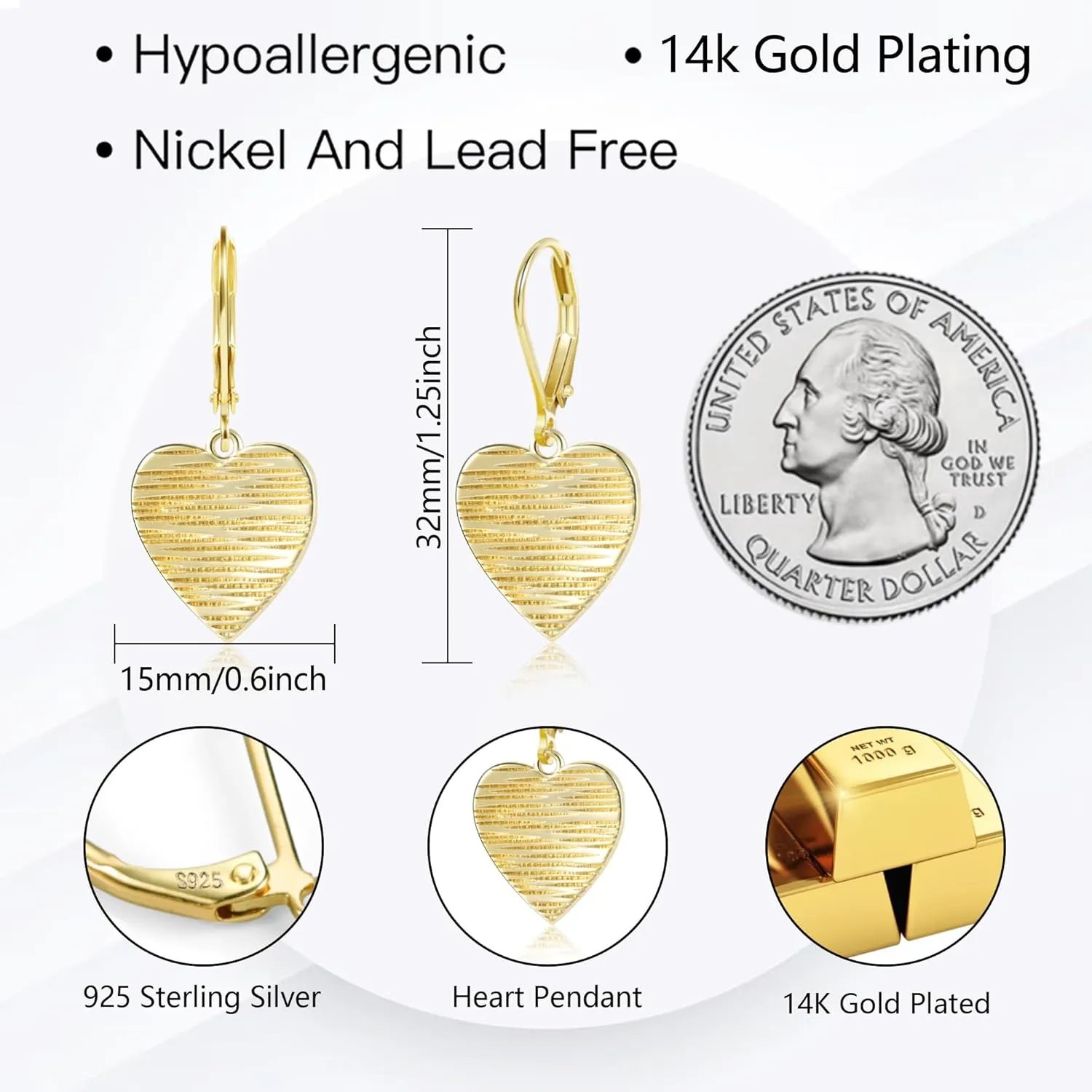 Sterling Silver Disc Dangle Earrings for Women Gold and Silver Circle Coin Geometric Flat Hammered Drop Earrings Hypoallergenic Leverback Earrings for Jewelry Gifts