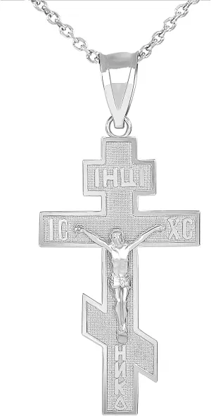 Sterling Silver Russian Orthodox IC XC NIKA Cross Crucifix Pendant Necklace