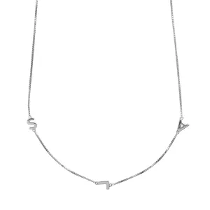 Sterling Silver Triple Initial Necklace With Classic Box Chain