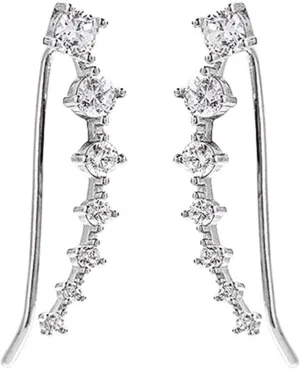 Studs Ear Pendant Earrings Charms for Women, 1 Pair Ear Studs Sparkling Piercing Cubic Zirconia High Gloss One Row Design Dress Up Fade-resistant Ear Cuff Fashion