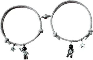 Stylish Bracelet Lovely Unisex Couple Bracelet Pendant Skin-Friendly for Students 1 Pair A