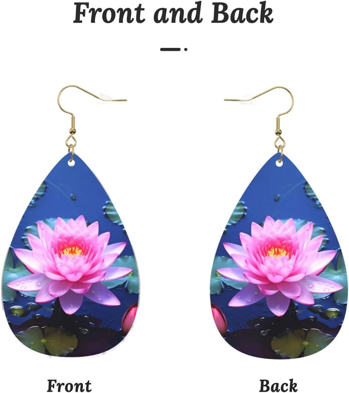 Stylish Drop-Shaped Acrylic Earrings Lightweight Printed Teardrop Dangle Earrings for Women (Bright Flower)