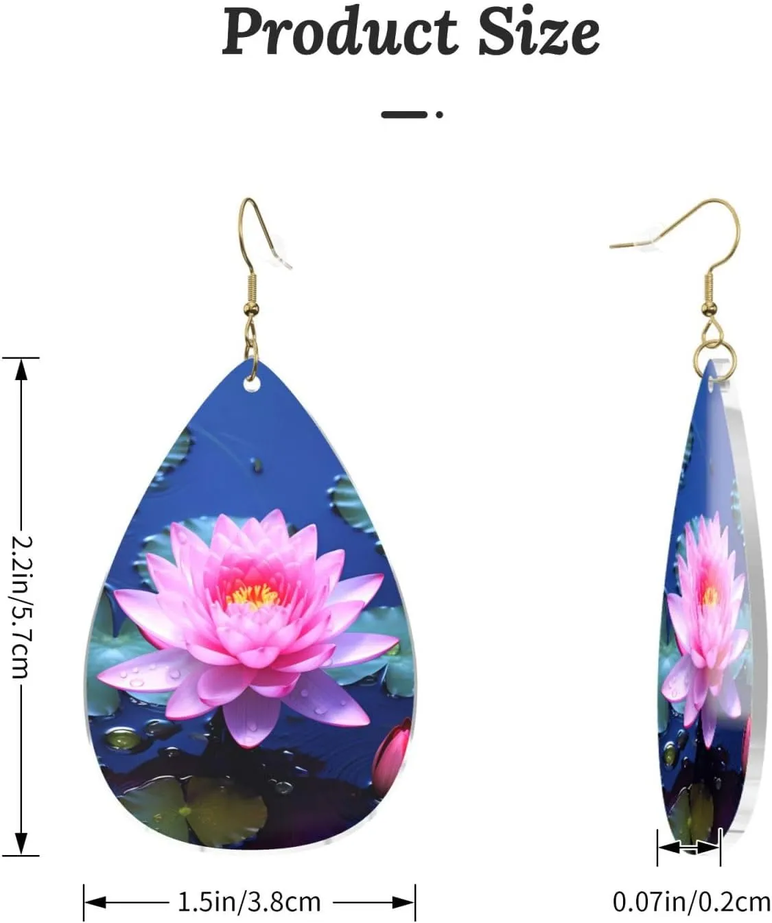 Stylish Drop-Shaped Acrylic Earrings Lightweight Printed Teardrop Dangle Earrings for Women (Bright Flower)