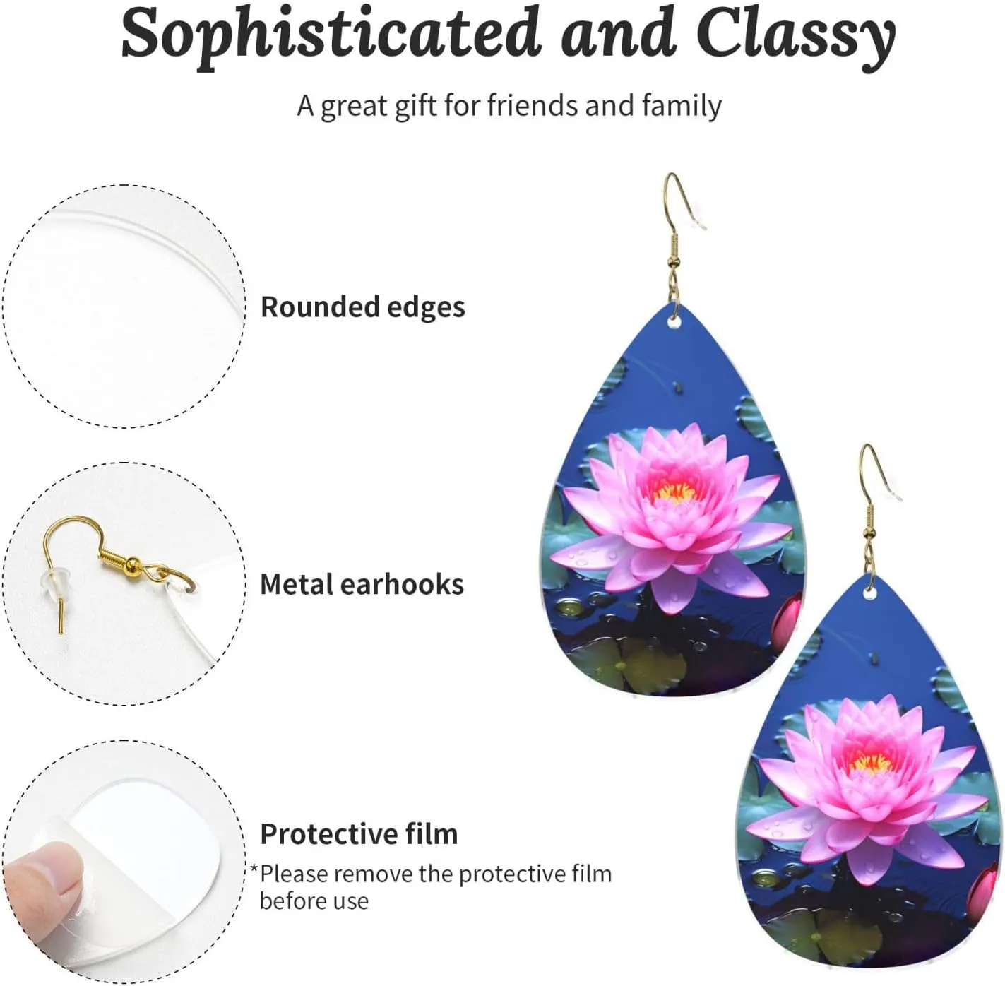 Stylish Drop-Shaped Acrylic Earrings Lightweight Printed Teardrop Dangle Earrings for Women (Bright Flower)