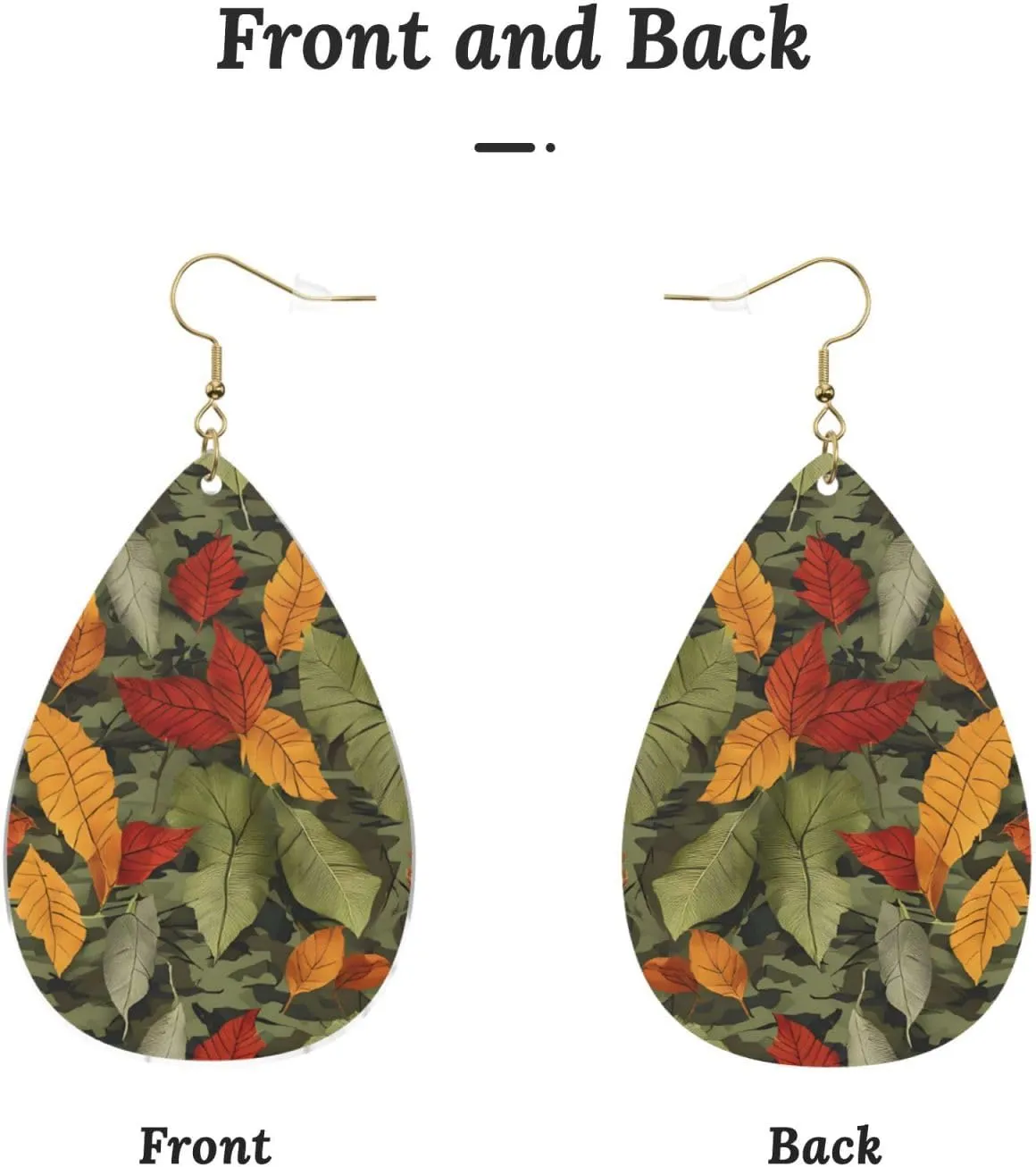 Stylish Drop-Shaped Acrylic Earrings Lightweight Printed Teardrop Dangle Earrings for Women (Camoflauge)