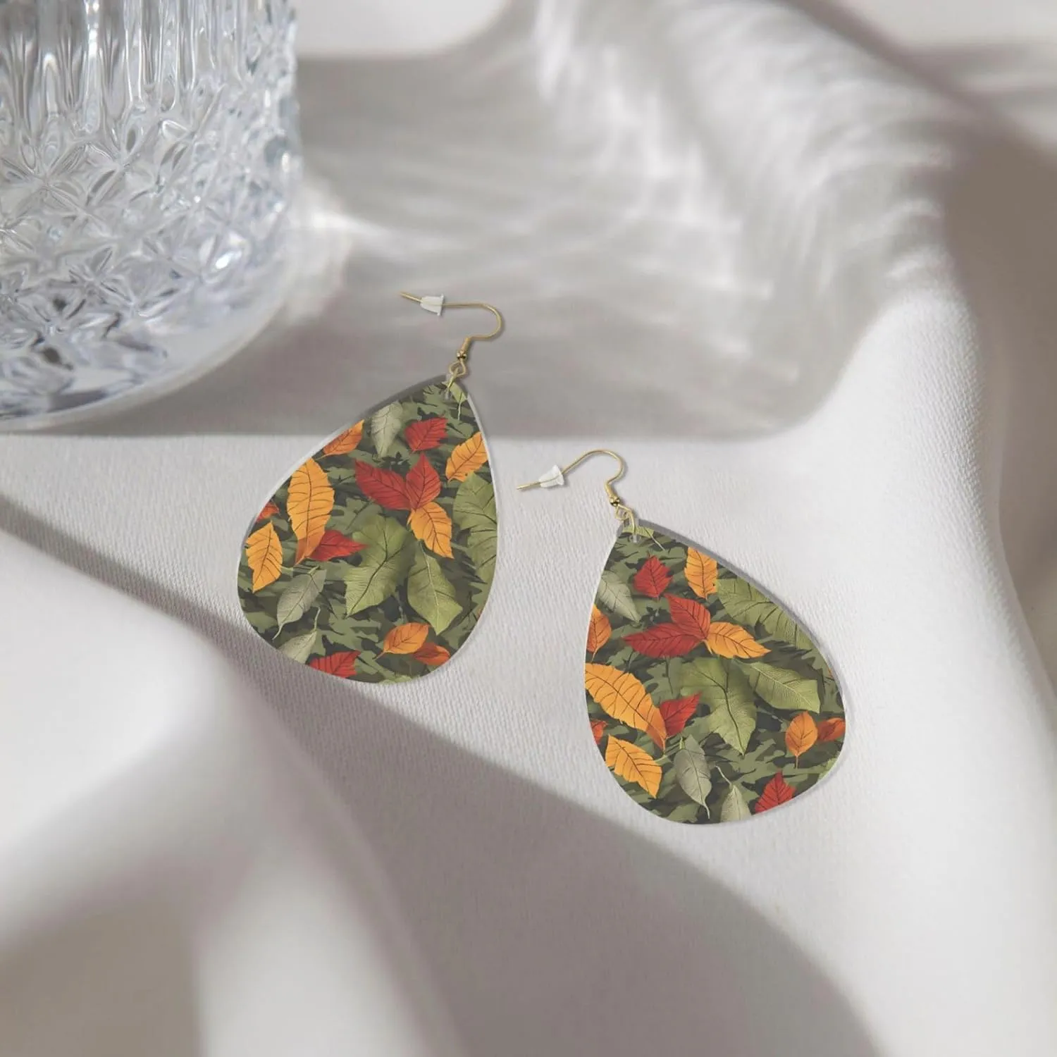 Stylish Drop-Shaped Acrylic Earrings Lightweight Printed Teardrop Dangle Earrings for Women (Camoflauge)