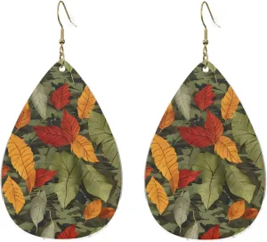 Stylish Drop-Shaped Acrylic Earrings Lightweight Printed Teardrop Dangle Earrings for Women (Camoflauge)