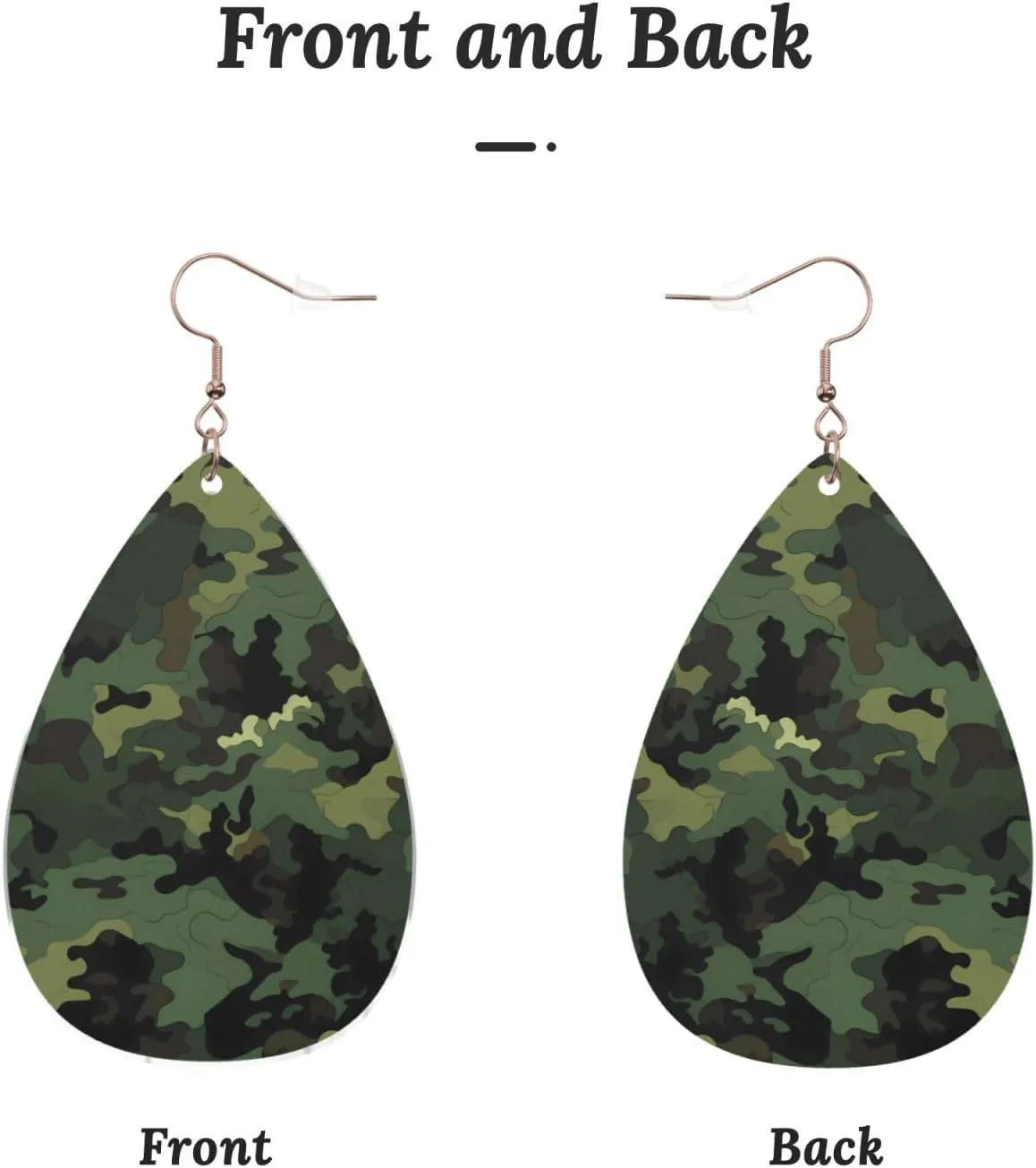 Stylish Drop-Shaped Acrylic Earrings Lightweight Printed Teardrop Dangle Earrings for Women (Camouflage Pattern)