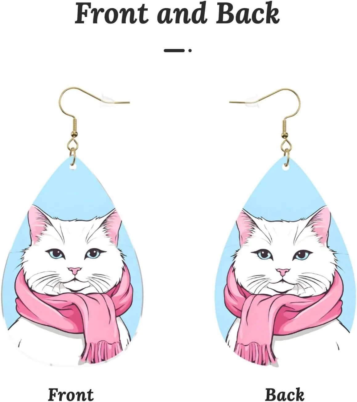 Stylish Drop-Shaped Acrylic Earrings Lightweight Printed Teardrop Dangle Earrings for Women (Cartoon Cat)