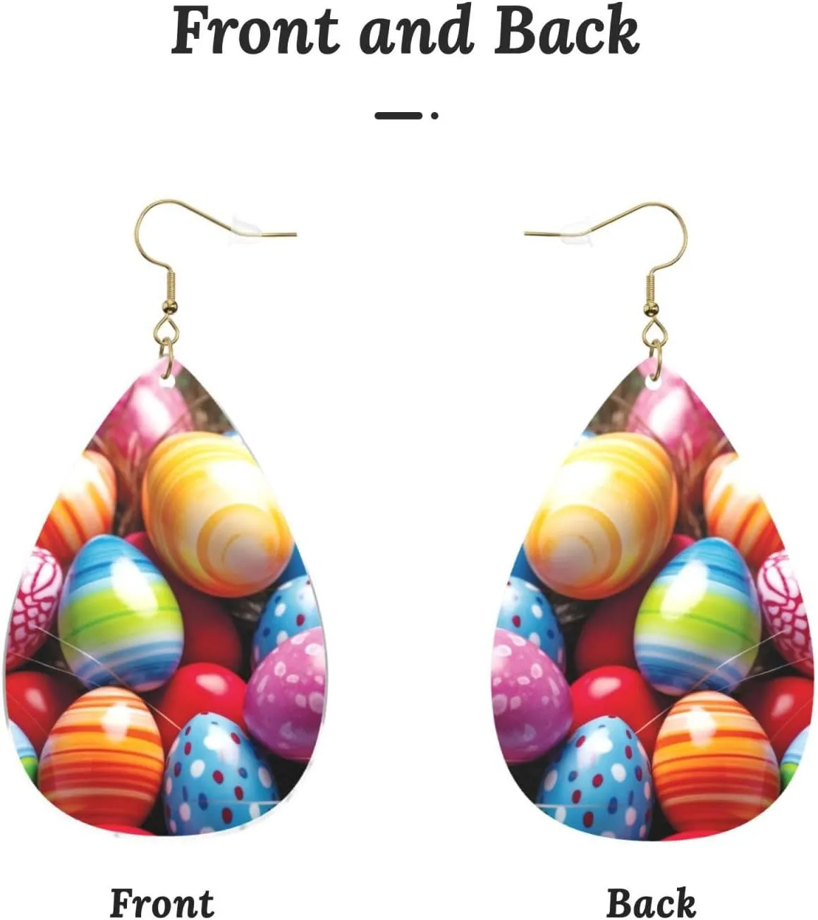 Stylish Drop-Shaped Acrylic Earrings Lightweight Printed Teardrop Dangle Earrings for Women (Colorful Eggs)