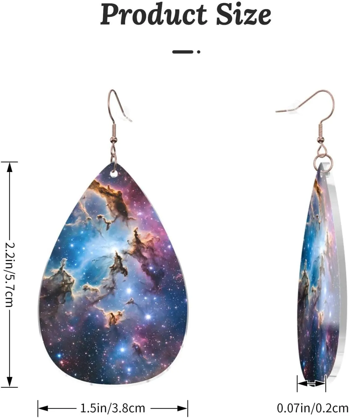 Stylish Drop-Shaped Acrylic Earrings Lightweight Printed Teardrop Dangle Earrings for Women (Colorful Galaxy)