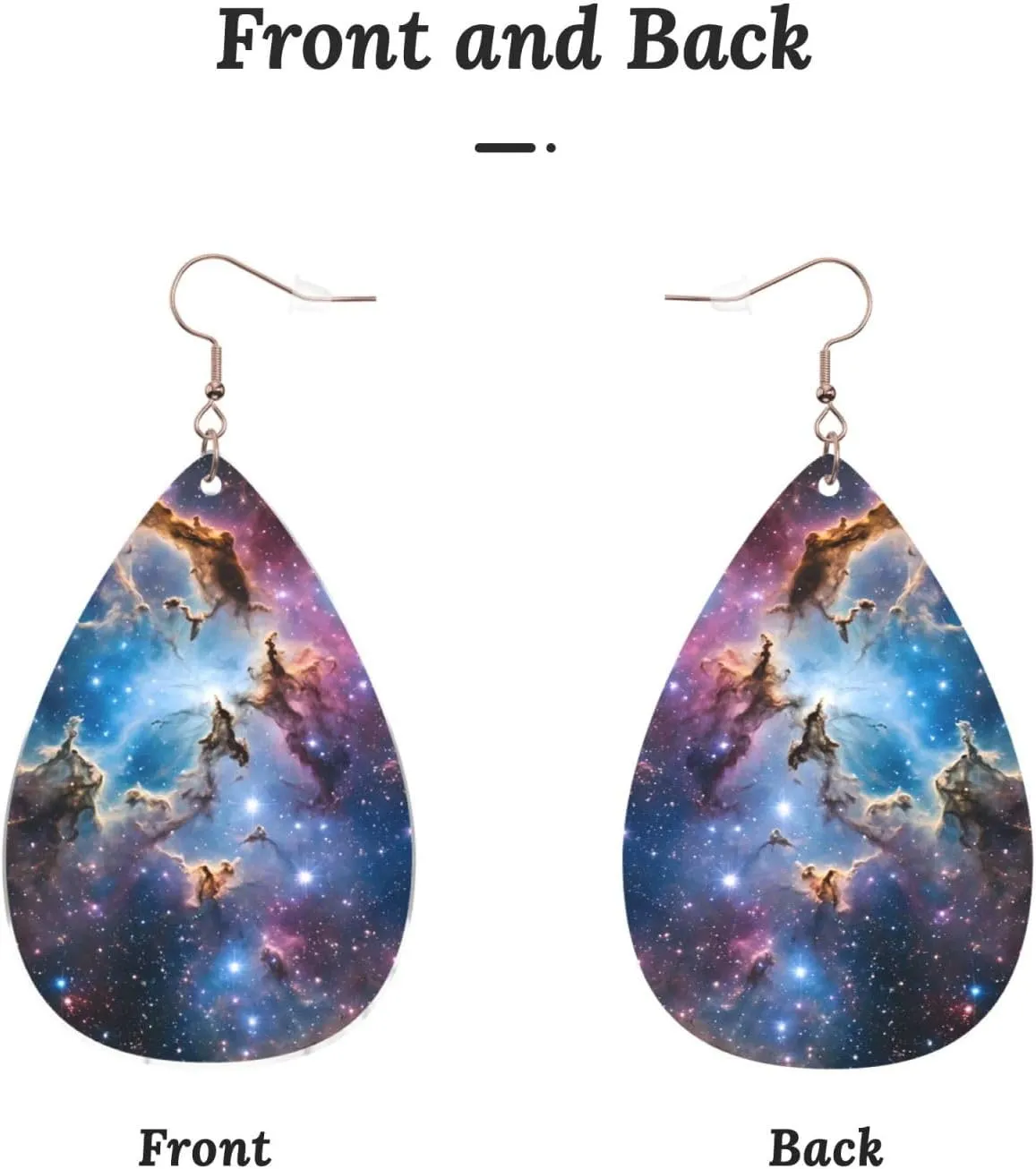 Stylish Drop-Shaped Acrylic Earrings Lightweight Printed Teardrop Dangle Earrings for Women (Colorful Galaxy)