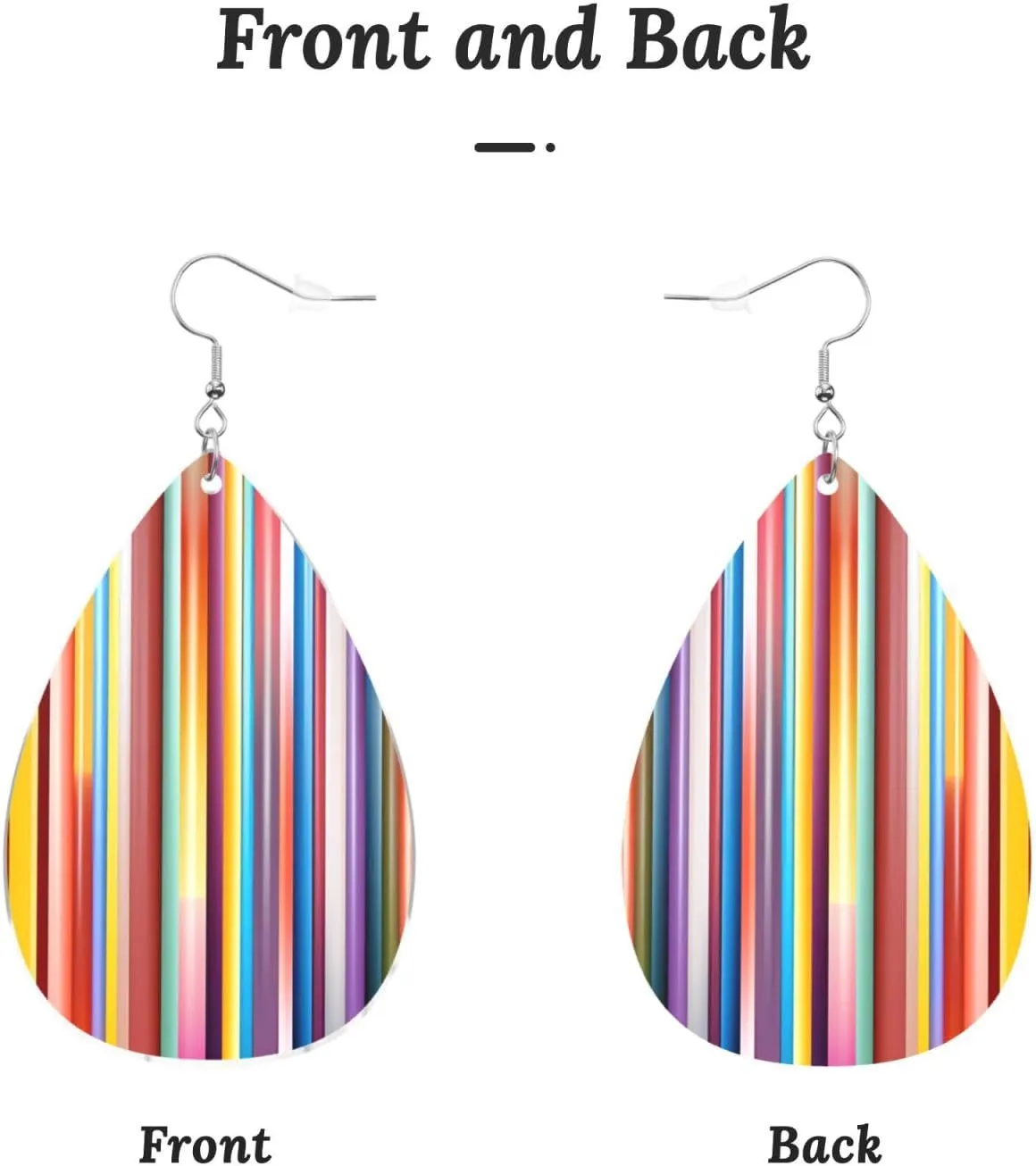 Stylish Drop-Shaped Acrylic Earrings Lightweight Printed Teardrop Dangle Earrings for Women (Colorful Stripes)
