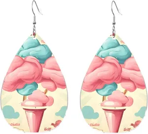 Stylish Drop-Shaped Acrylic Earrings Lightweight Printed Teardrop Dangle Earrings for Women (Cotton Candy)