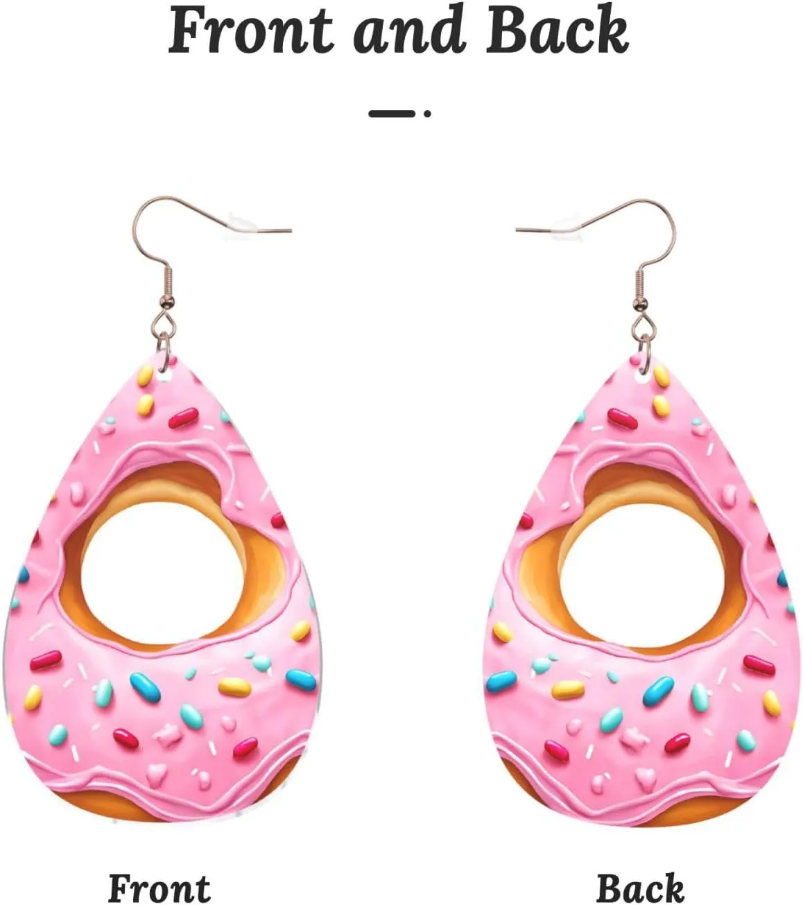 Stylish Drop-Shaped Acrylic Earrings Lightweight Printed Teardrop Dangle Earrings for Women (Donut Painting)