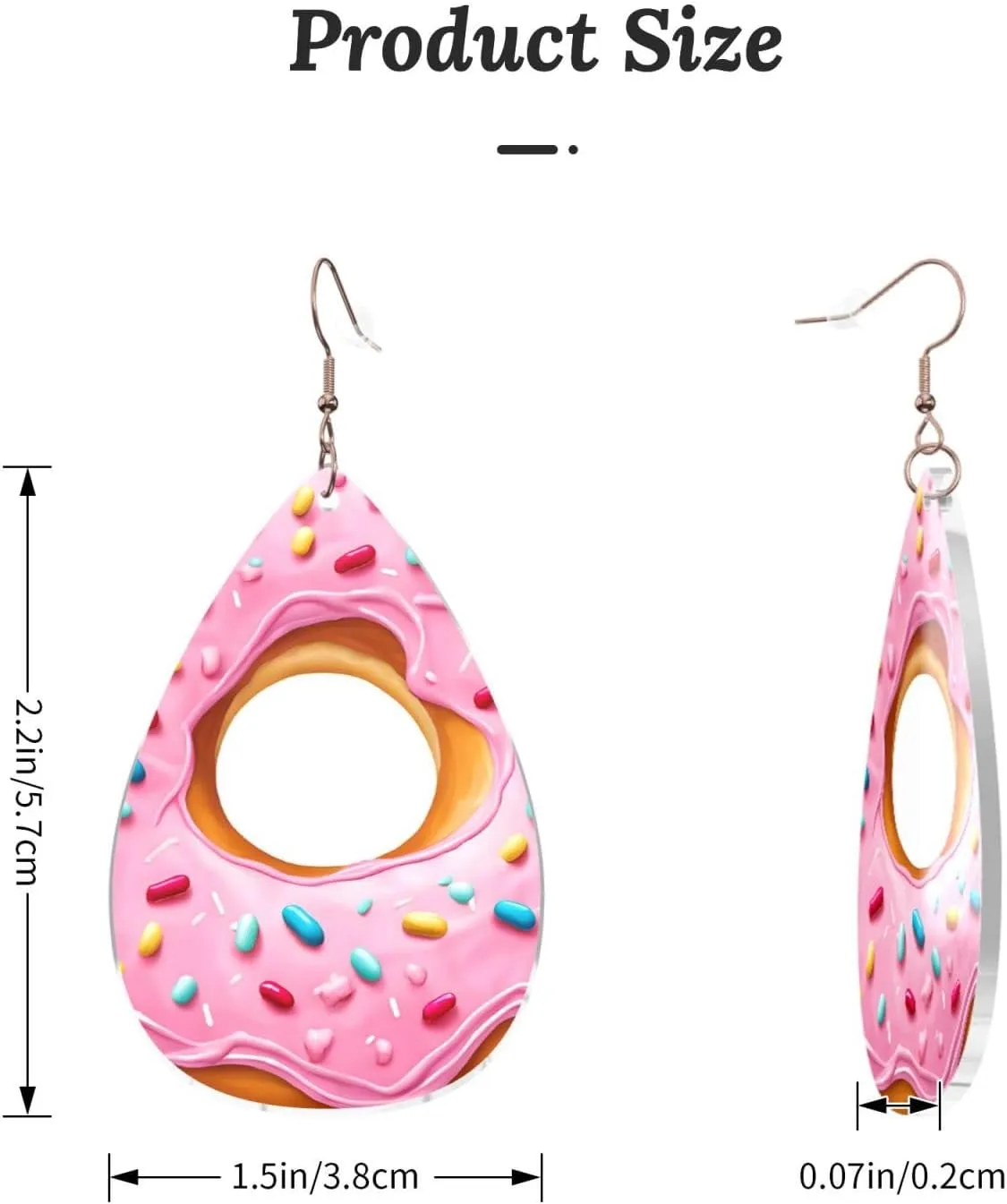 Stylish Drop-Shaped Acrylic Earrings Lightweight Printed Teardrop Dangle Earrings for Women (Donut Painting)