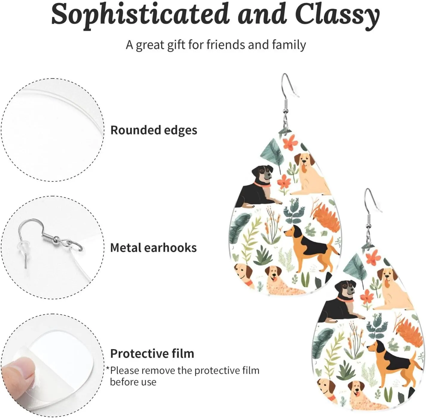 Stylish Drop-Shaped Acrylic Earrings Lightweight Printed Teardrop Dangle Earrings for Women (Many dogs)