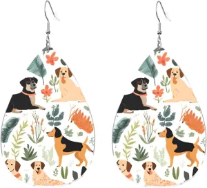 Stylish Drop-Shaped Acrylic Earrings Lightweight Printed Teardrop Dangle Earrings for Women (Many dogs)