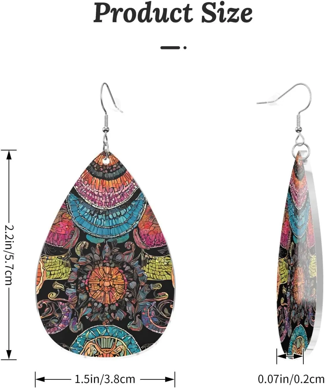 Stylish Drop-Shaped Acrylic Earrings Lightweight Printed Teardrop Dangle Earrings for Women (Native Patterns)
