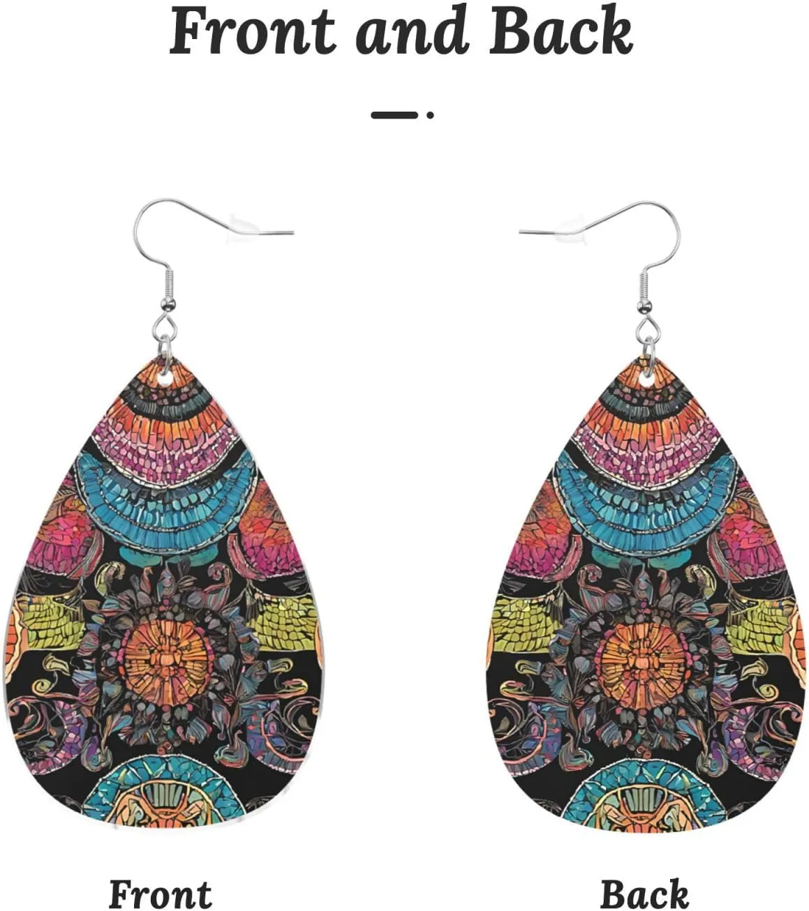 Stylish Drop-Shaped Acrylic Earrings Lightweight Printed Teardrop Dangle Earrings for Women (Native Patterns)