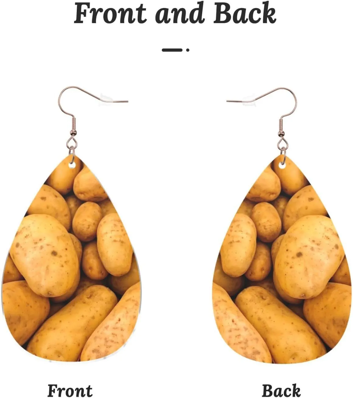 Stylish Drop-Shaped Acrylic Earrings Lightweight Printed Teardrop Dangle Earrings for Women (Potatoes)