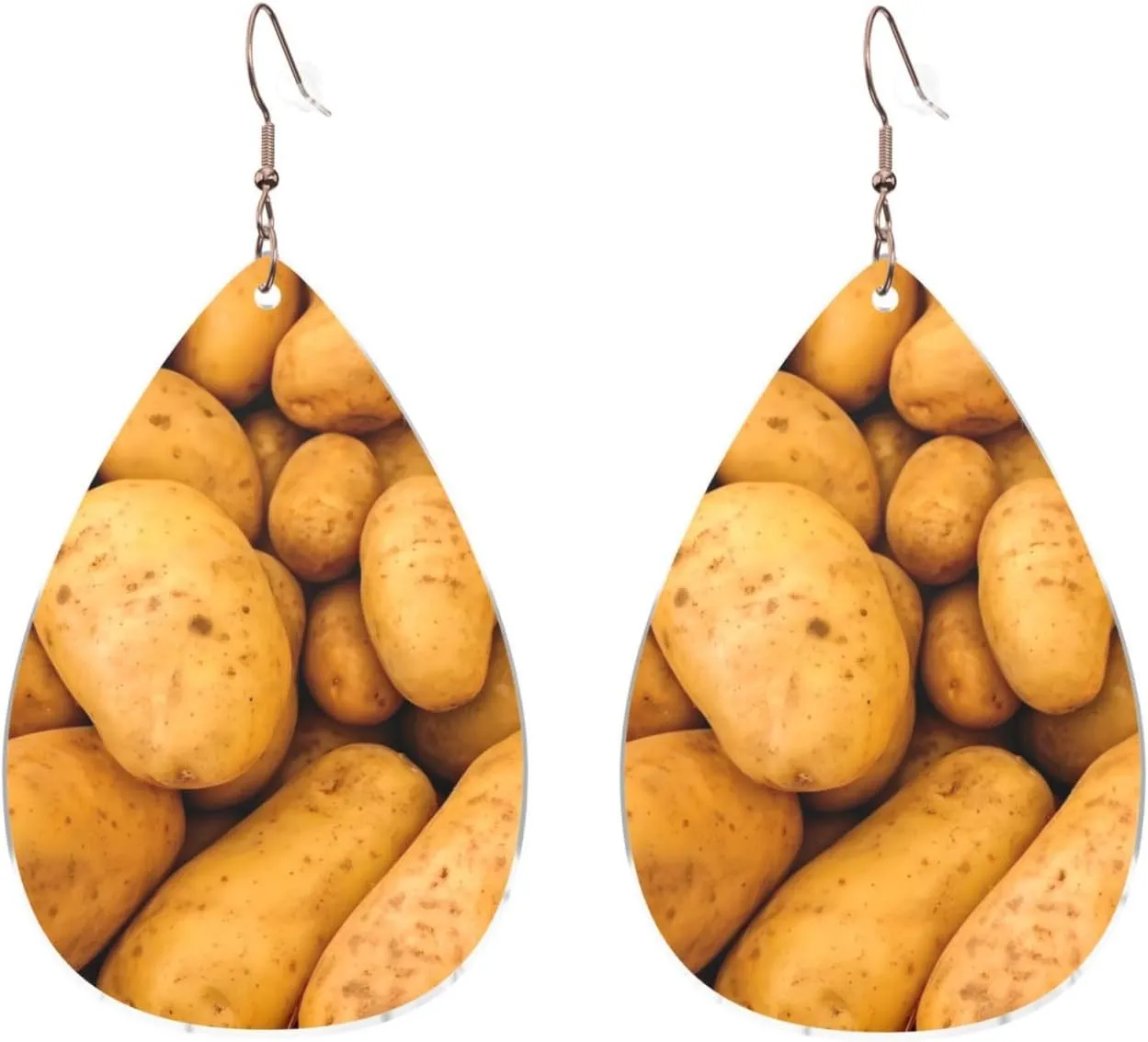 Stylish Drop-Shaped Acrylic Earrings Lightweight Printed Teardrop Dangle Earrings for Women (Potatoes)