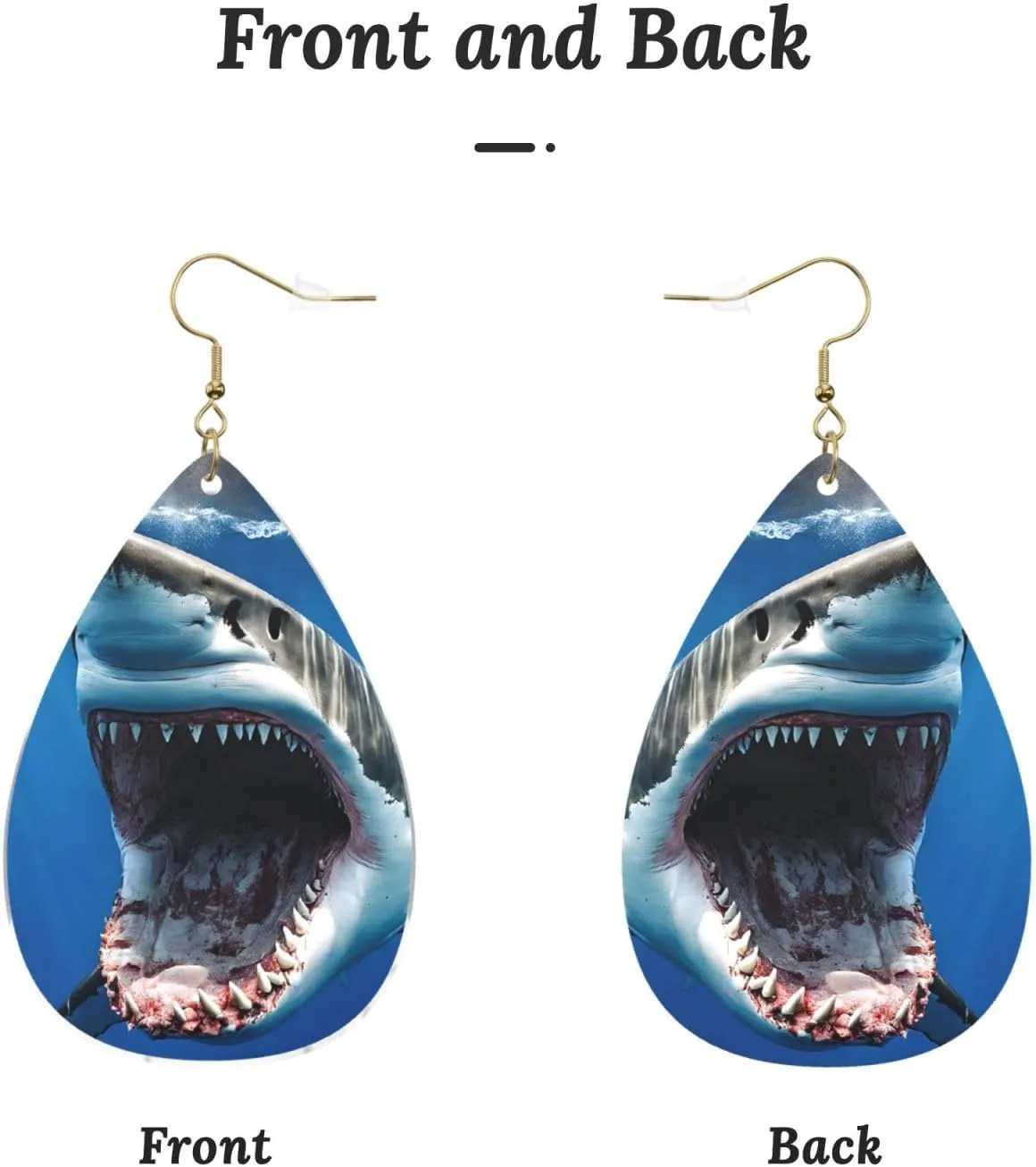 Stylish Drop-Shaped Acrylic Earrings Lightweight Printed Teardrop Dangle Earrings for Women (Sea FIsh)