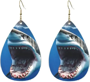Stylish Drop-Shaped Acrylic Earrings Lightweight Printed Teardrop Dangle Earrings for Women (Sea FIsh)