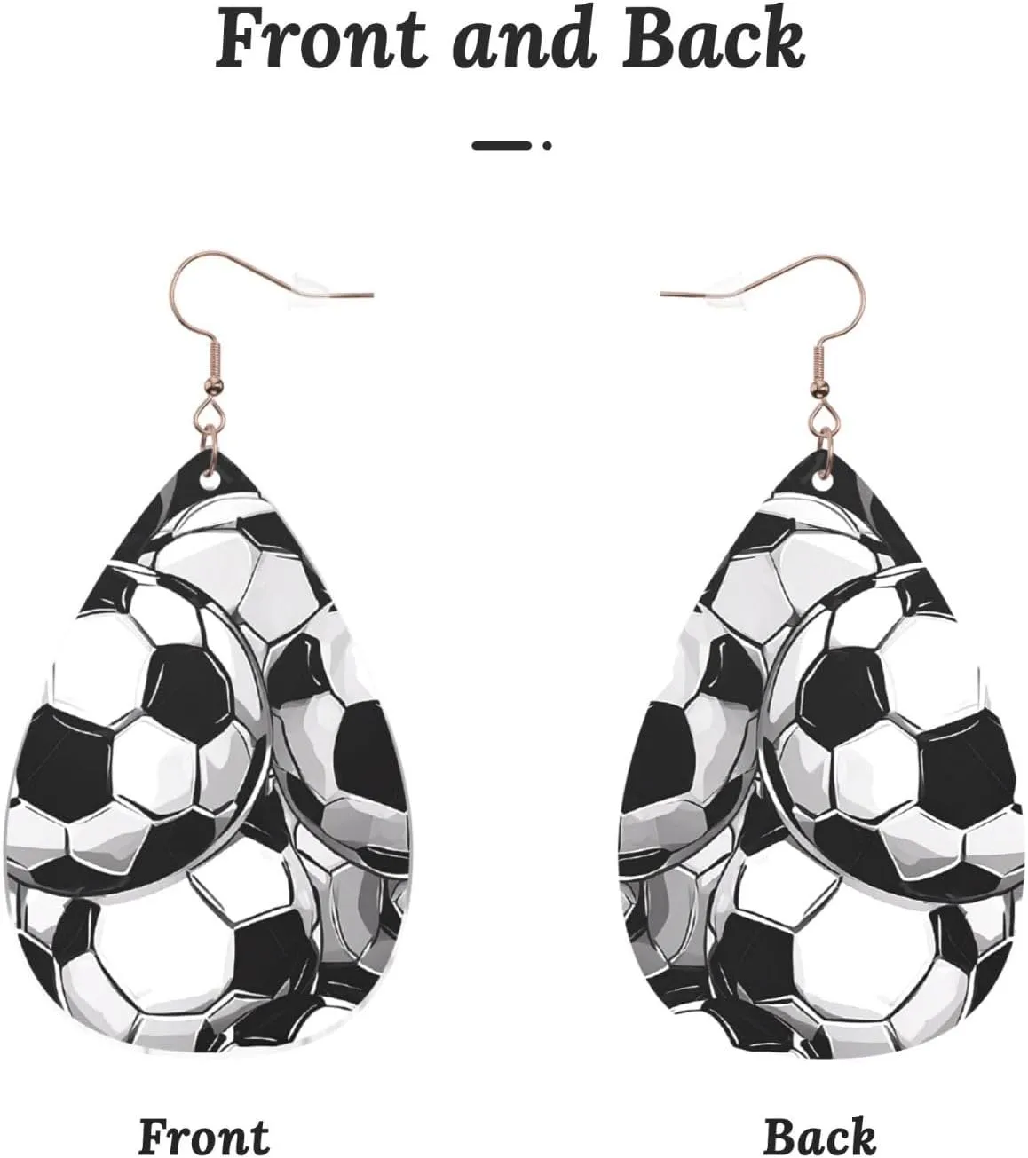 Stylish Drop-Shaped Acrylic Earrings Lightweight Printed Teardrop Dangle Earrings for Women (Soccer Sea)