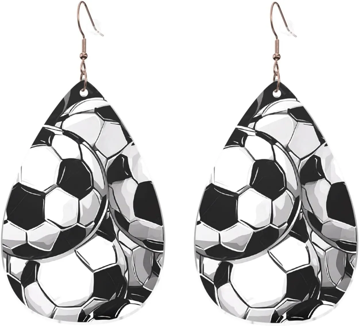 Stylish Drop-Shaped Acrylic Earrings Lightweight Printed Teardrop Dangle Earrings for Women (Soccer Sea)