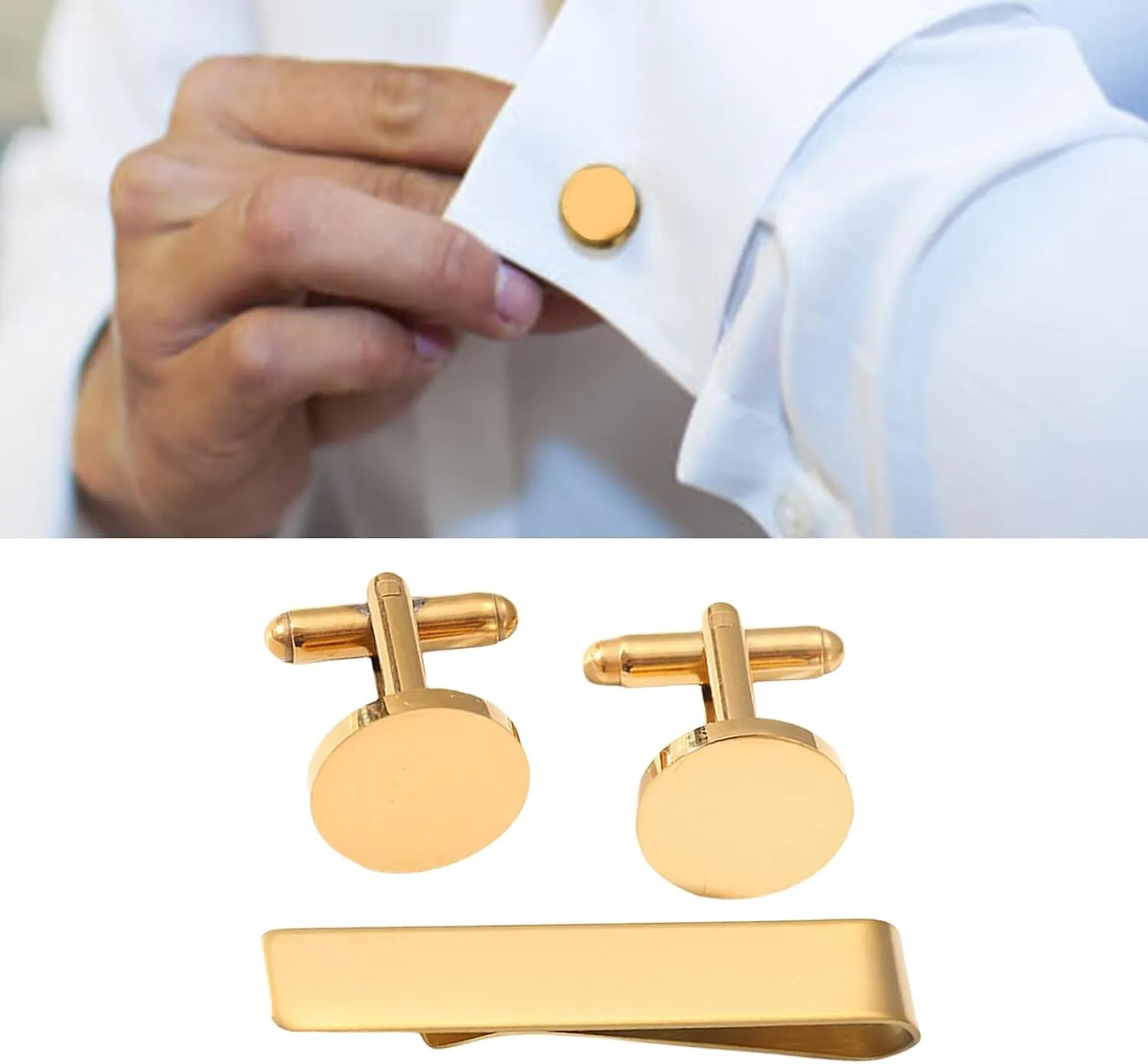 Stylish Men's Tie Clip and Cufflinks Set for Business Professional Craft of Stainless Steel with Elegant Designs