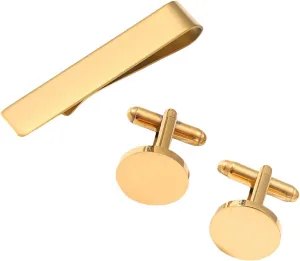 Stylish Men's Tie Clip and Cufflinks Set for Business Professional Craft of Stainless Steel with Elegant Designs