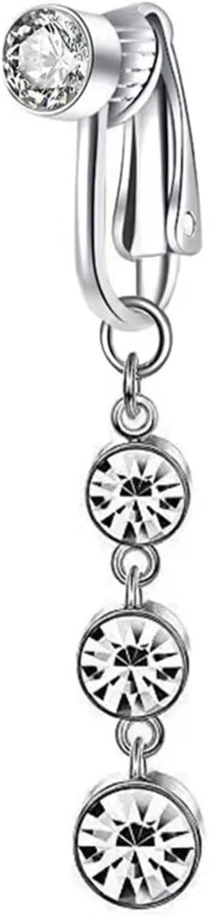 Stylish Zirconia Piercing Belly Button Clip Easy to Wear Navel Rings Adjustable Comfortable Coppers Body Jewelry