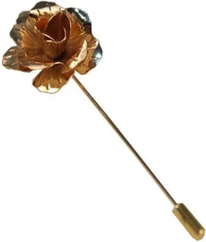 Sunny Home Men's Floral Golden Flower Lapel Stick Brooch Pin for Suit