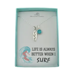 Surfboard Necklace, Stylish Sterling Silver Surf Board Necklace, Handmade Necklaces on 18-Inch .925 Sterling Silver Chain for Women, Surfing Gift Items for Women