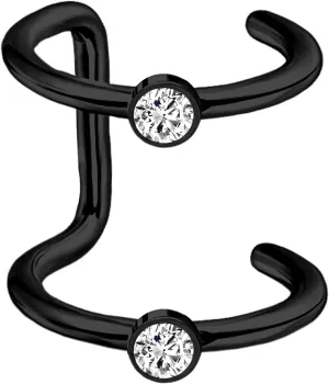 Surgical Steel Ear Cuff with Double Hoops and Zirconia, Conch Cuff, Wrap Around Jewelry, Minimalist Wrap, Faux Piercing Hoop, Ear Clip