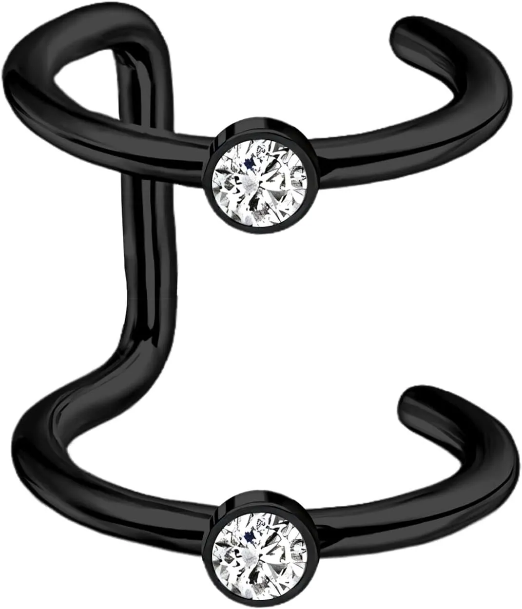 Surgical Steel Ear Cuff with Double Hoops and Zirconia, Conch Cuff, Wrap Around Jewelry, Minimalist Wrap, Faux Piercing Hoop, Ear Clip