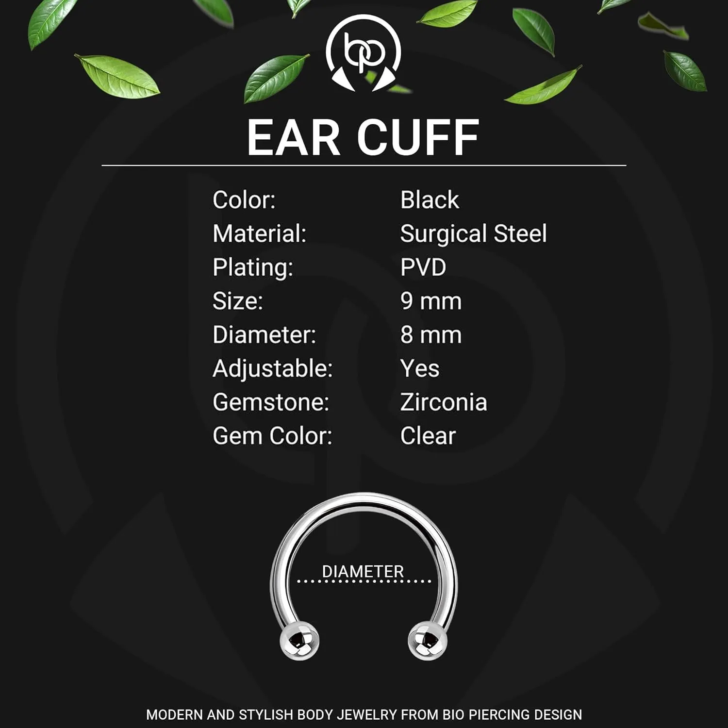 Surgical Steel Ear Cuff with Double Hoops and Zirconia, Conch Cuff, Wrap Around Jewelry, Minimalist Wrap, Faux Piercing Hoop, Ear Clip