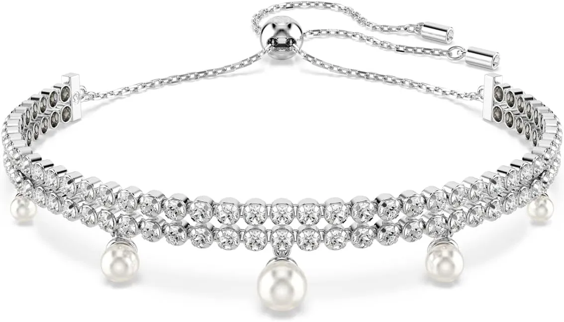 Swarovski Ariana Grande Bracelets Jewelry Collection, Clear Crystal & Pearls, Rhodium Finish