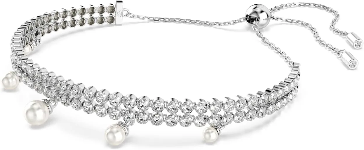 Swarovski Ariana Grande Bracelets Jewelry Collection, Clear Crystal & Pearls, Rhodium Finish