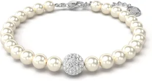 Swarovski Remix Strand Bracelet, Crystal Pearls and Pav-Set Sphere in a Rhodium Finished Setting, Part of the Remix Collection