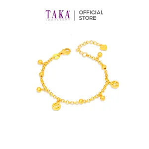 TAKA Jewellery 916 Gold Baby Bracelet Hanging with Gold Coins