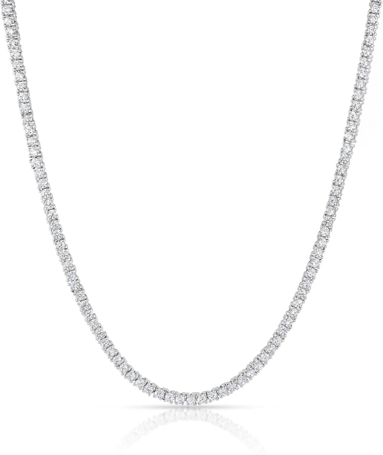 Tennis Necklace 14K Gold/Silver Plated3mm Width Sparking Rhinestone Chain Necklace Delicate Tennis Choker Necklace for Women Dainty Classic Cubic Zirconia Bridal Wedding Jewelry for Women