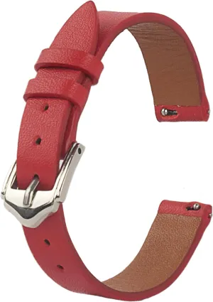 Thin Leather Watch Bands for Womens Ladies Classical Flat Watch Strap Elegant Wristwatch Band Handmade Replacement Band Soft Valentine's Gift for Her Wife Mother 10mm 12mm 14mm