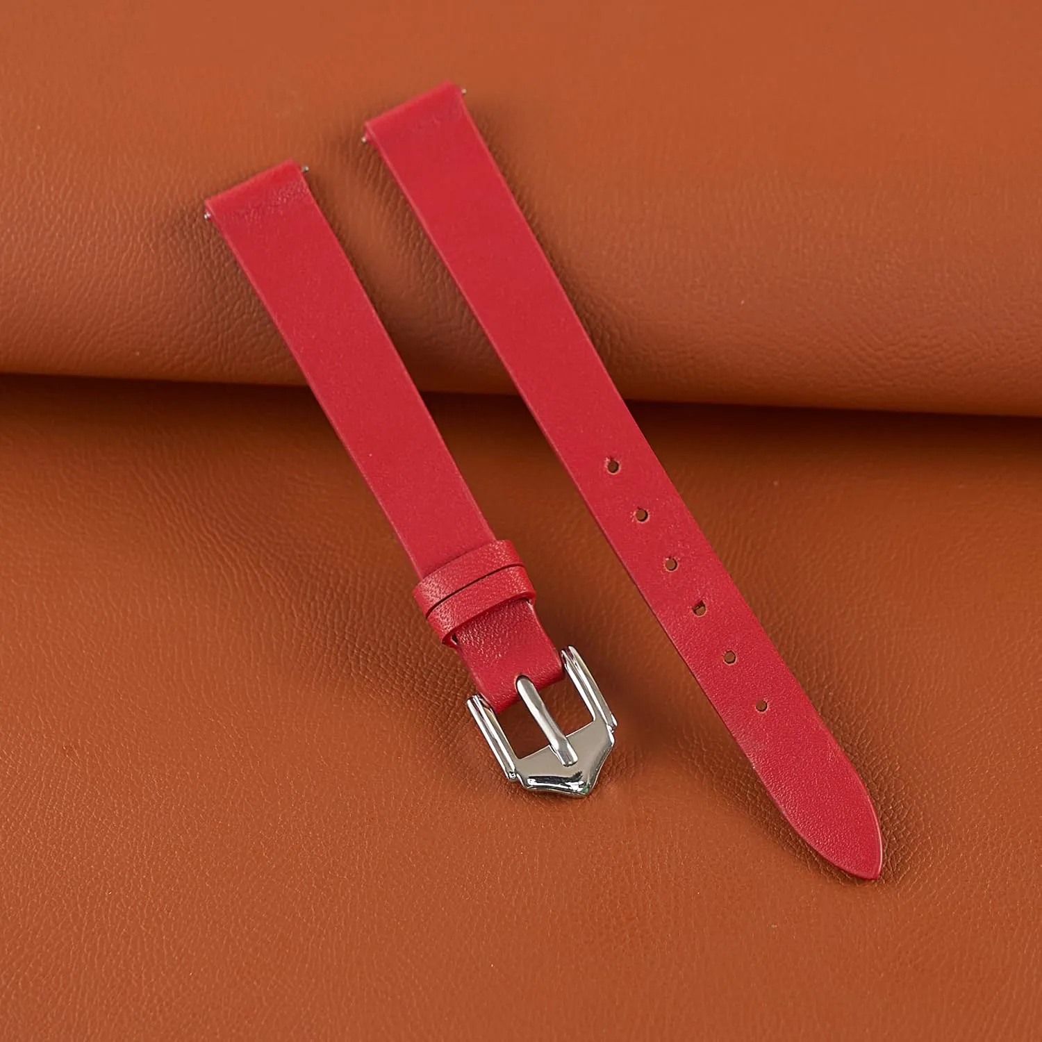Thin Leather Watch Bands for Womens Ladies Classical Flat Watch Strap Elegant Wristwatch Band Handmade Replacement Band Soft Valentine's Gift for Her Wife Mother 10mm 12mm 14mm