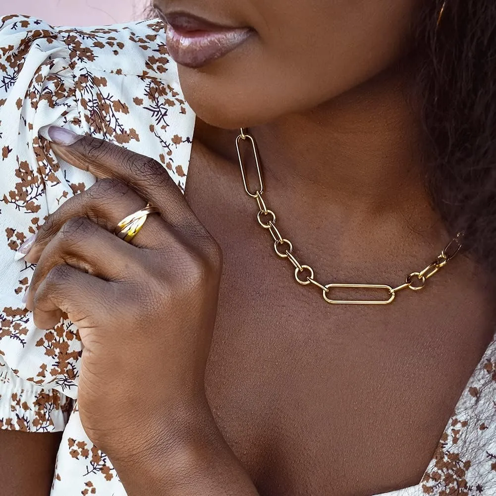 Three-Tone Cross Chunky Bands Statement Rings for Women and Adult Infinity Interlocked Rolling Criss Interwined Rings Cocktail Jewelry