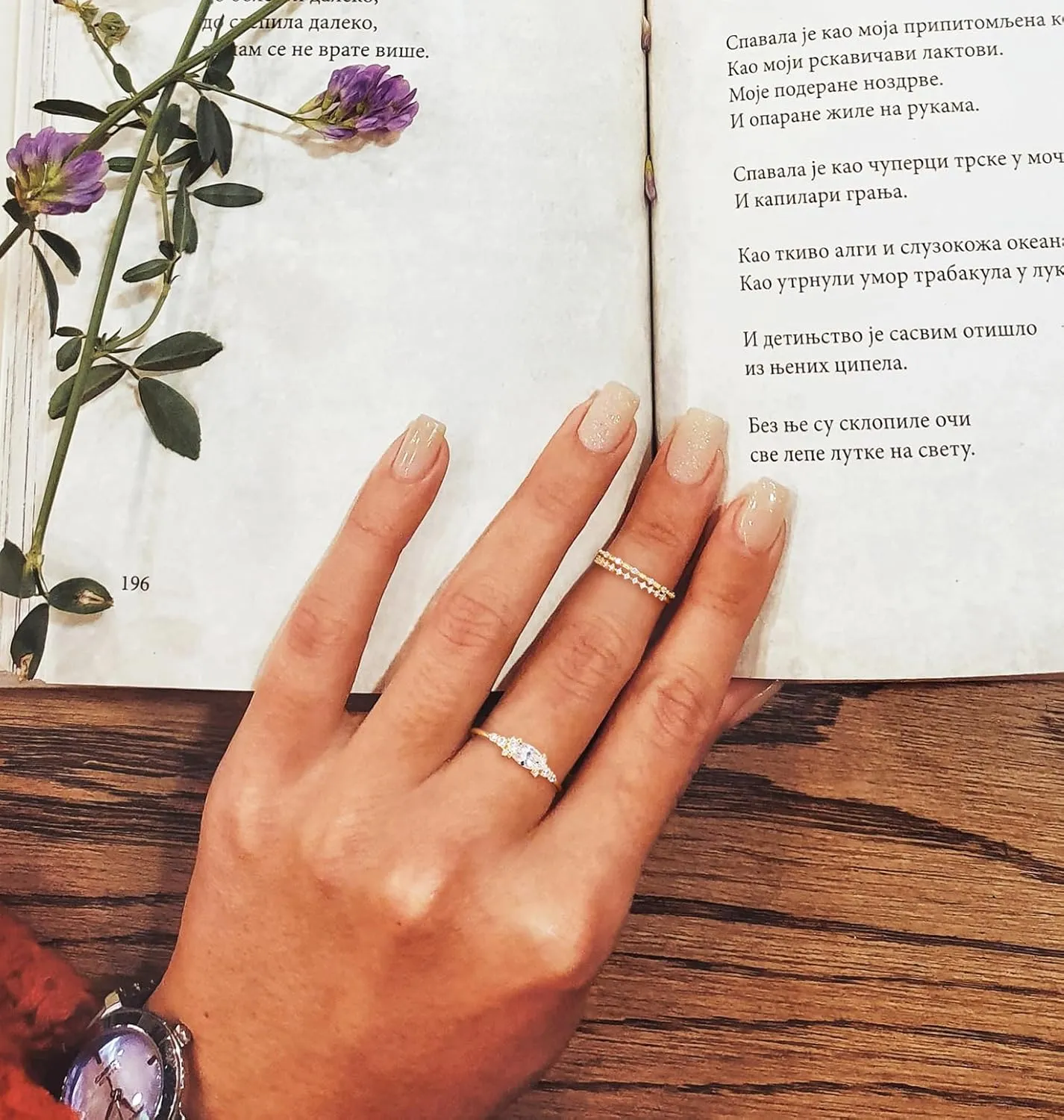 TIGRADE 14K Gold Plated Stacking Rings for Women Minimalist Fashion Knuckle Thin Band Marquise & Round Cubic Zirconia Statement Ring Set Size 3-13