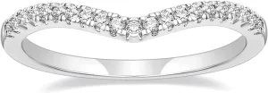 TIGRADE Cubic Zirconia Eternity Ring V Shape Stacking Ring Minimalist CZ Statement Band for Women Size 3-13